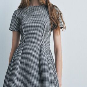 Chic Black and White Houndstooth Dress